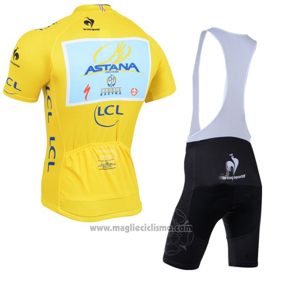 2014 Abbigliamento Ciclismo Tour de France Lider Astana Lider Giallo Manica Corta e Salopette